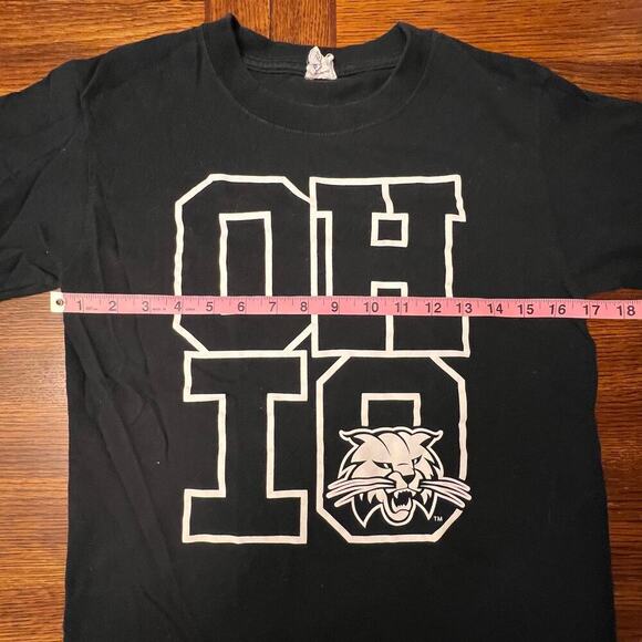 OU Ohio University Bobcat Black White OHIO Short Sleeve Shirt Crew Neck Small - Picture 6 of 8